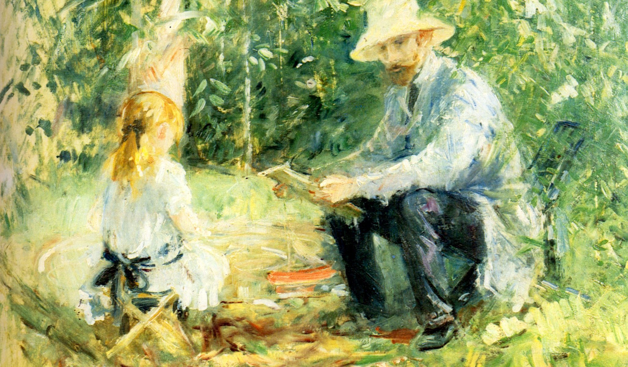 Eugène Manet et sa fille dans le jardin de Bougival