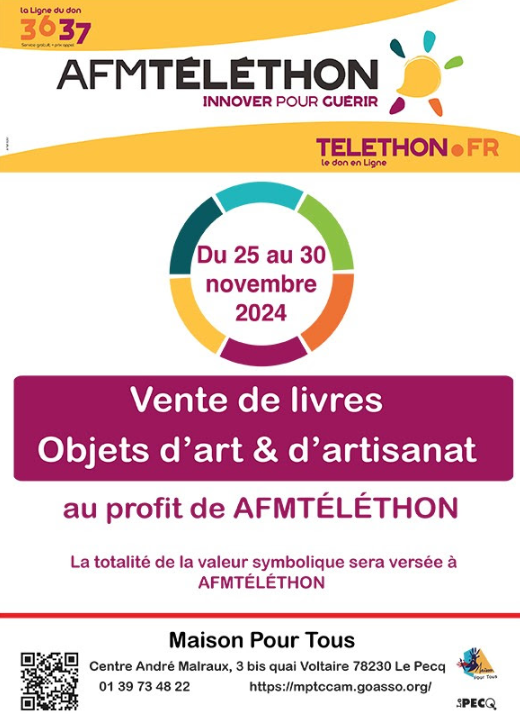 Vente de livres et d'objets d'art et d'artisanat en faveur du Téléthon_Le Pecq